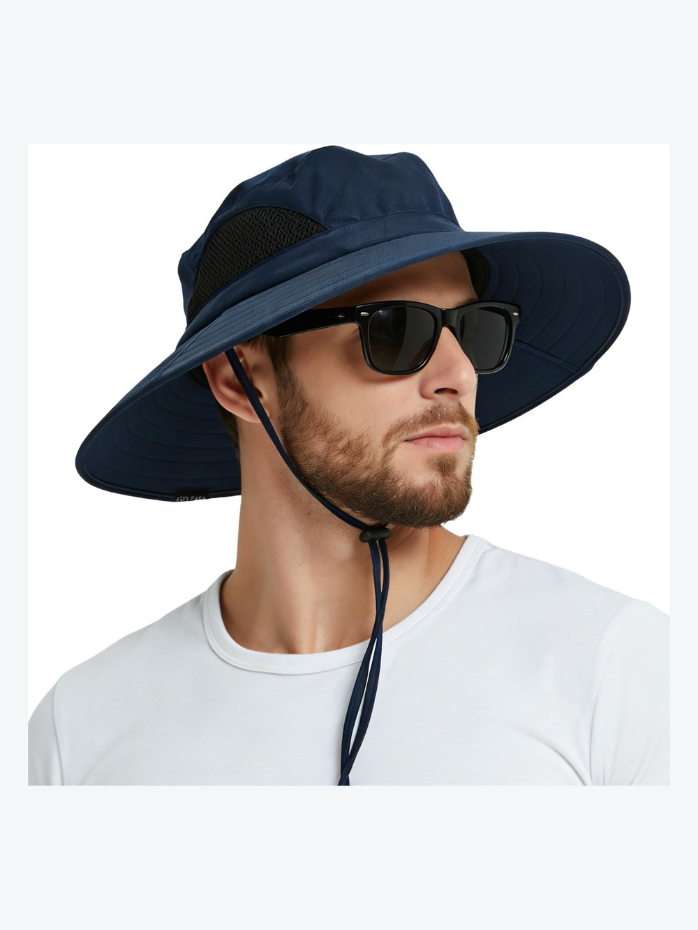 Wide Brim Sun Bucket Hat, Waterproof Boonie Hat for Men & | Navy Blue | Size OS